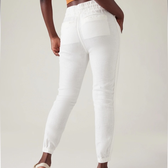 NWT Athleta White Cabo Linen Jogger 6T tall - Picture 3 of 13